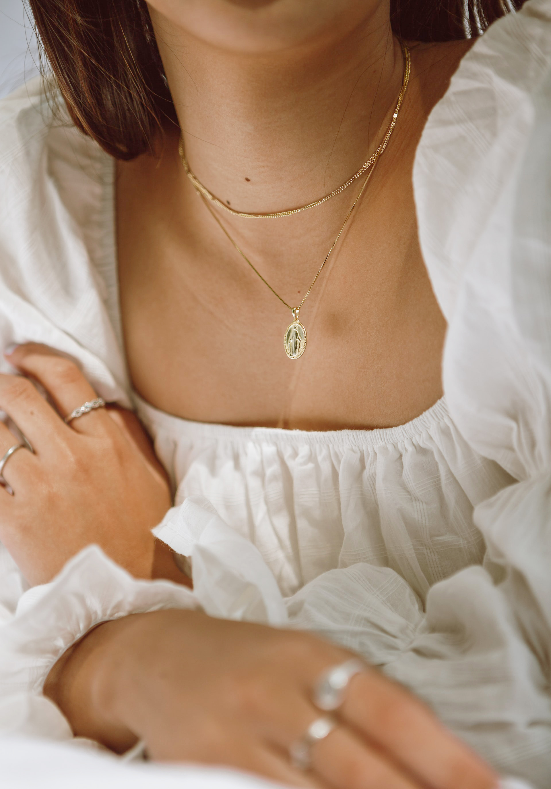 Bezel Disc Layered Necklace